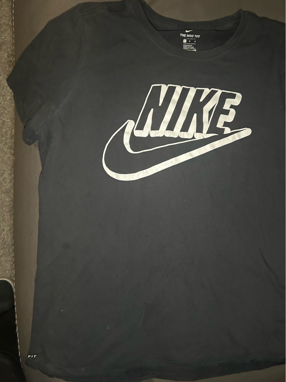 Nike Black T-Shirt with White Swoosh Wordmark